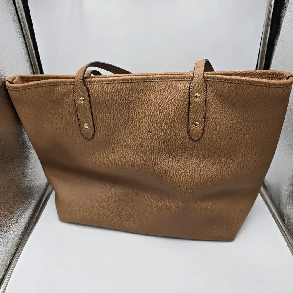 Coach Brown Coated Canvas City Zip Tote Bag F58846 Classic Minimalist Luxury‎
